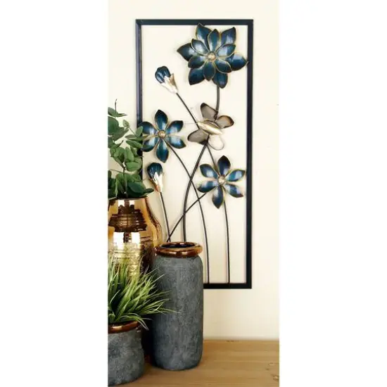 28" Black Metal Traditional Floral Wall D&eacute;cor Set {9}