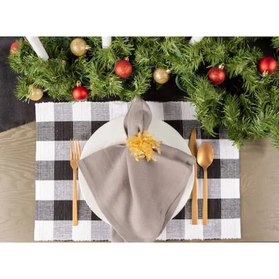 DII&reg; Buffalo Check Ribbed Placemat, 6ct. Black/White {6}