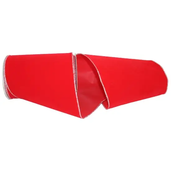 The Ribbon Roll 6" x 10yd. Velvet Wired Ribbon Red/Silver {1}