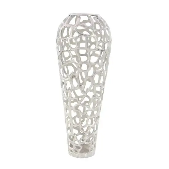 33" Silver Aluminum Contemporary Vase {3}