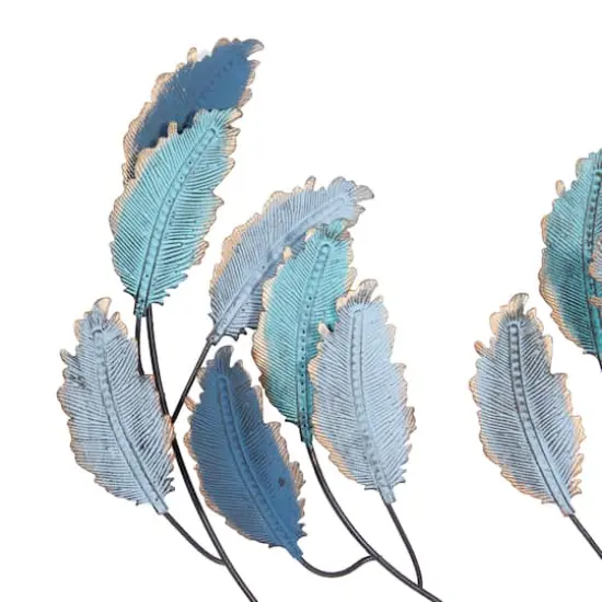 Blue Metal Leaves Wall Decoration {3}
