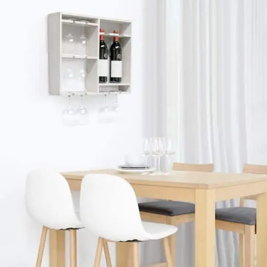 Elegant Designs Wall Mounted Wine Rack Shelf & Glass Holder White Wash {5}