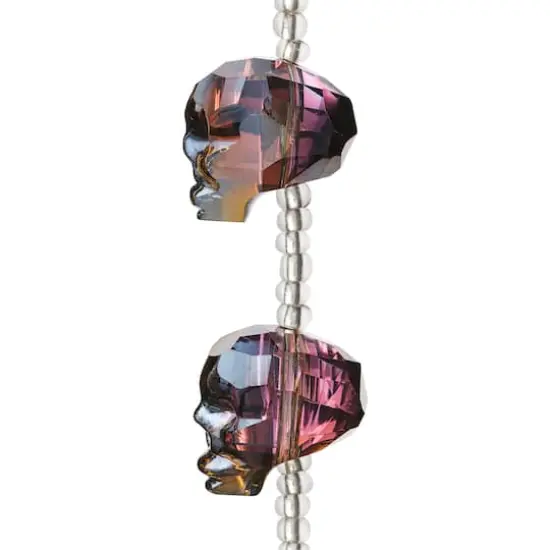 Gunmetal Faceted Glass Skull Beads by Bead Landing&trade;, 20mm {1}