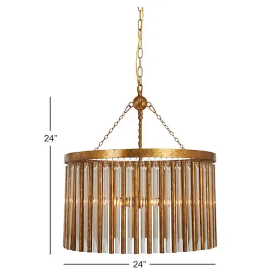 Gold Iron Glam Drum Chandelier, 25" x 22" x 22" {9}