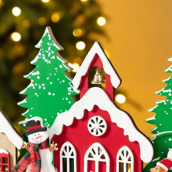 Glitzhome® 20" Lighted Wooden Christmas Villages Table Decor {7}