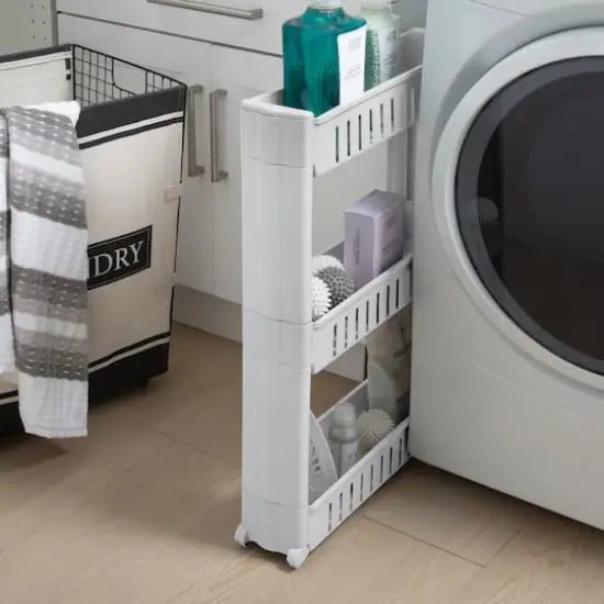 Simplify White 3-Tier Slim Slide Out Storage Cart {4}