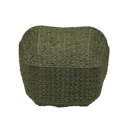 Household Essentials 17.5" Woven Paper Rope Basket with Handles Green {8}