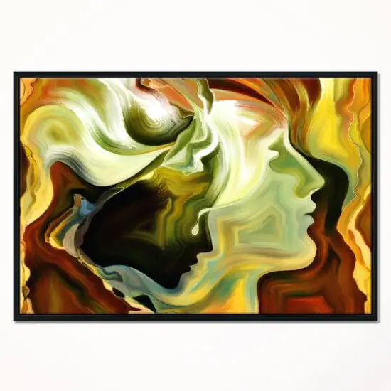Designart - Metaphorical Inner Self - Abstract Canvas Art Print in Black Frame {3}