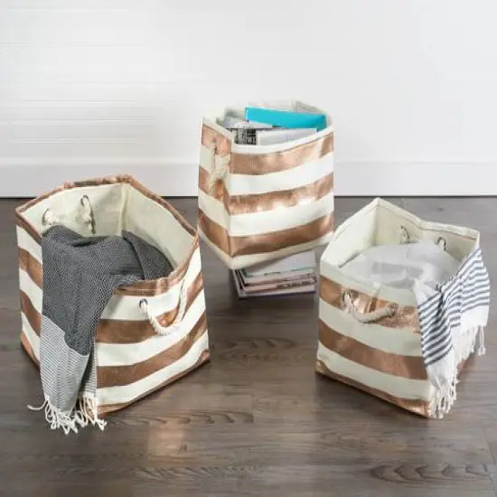 DII&reg; 15" Copper Stripe Paper Basket {8}