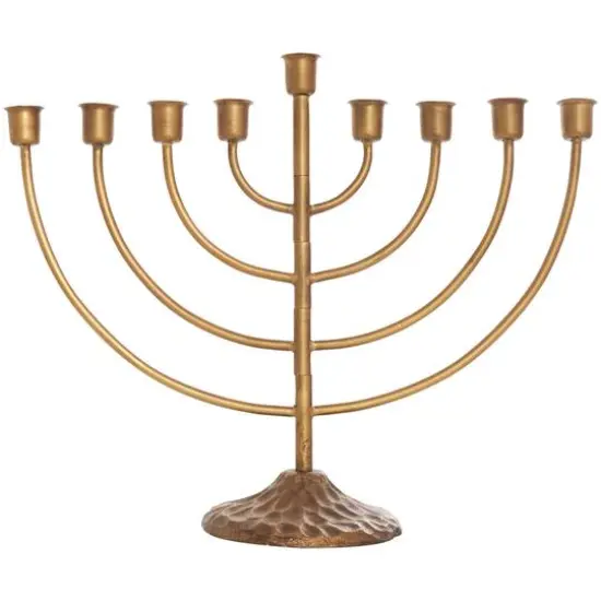 17" Bronze Metal Layered Arch Candelabra with Textured Base {7}