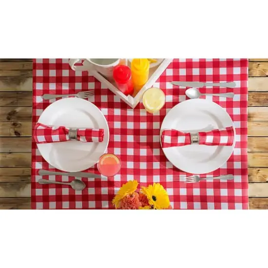 Red Check Outdoor Tablecloth 60" x 120" {5}