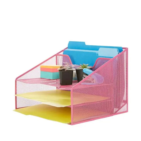 Mind Reader 5-Compartment Desk Organizer Pink {7}
