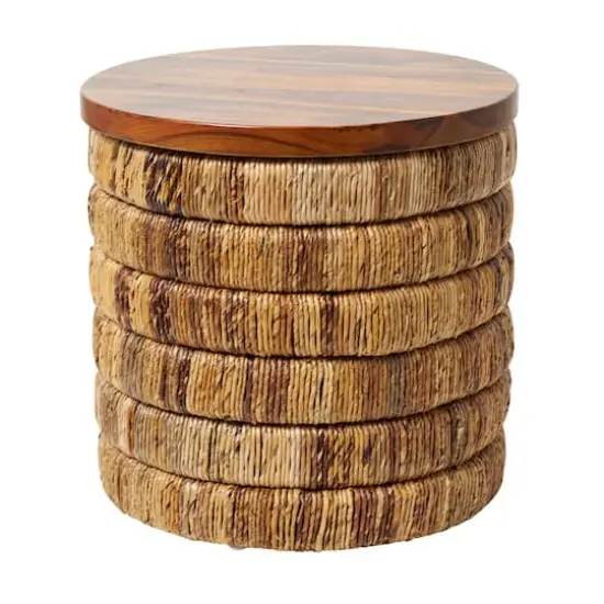 18" Brown Seagrass Linear Wrapped Accent Table {1}