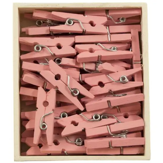 JAM Paper 7/8" Wood Clothespins, 100ct. Pink {1}