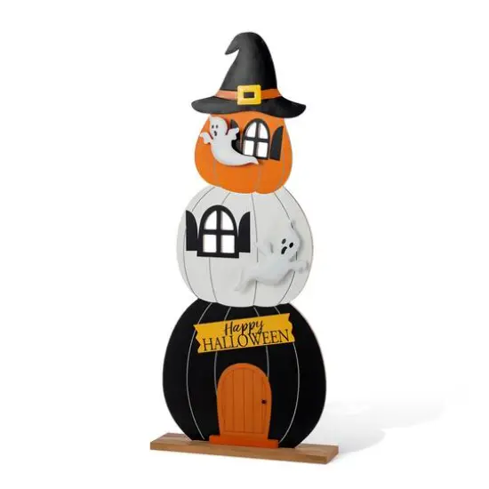 Glitzhome® 35"H Halloween Wooden Pumpkin Haunted House Porch Decor {1}