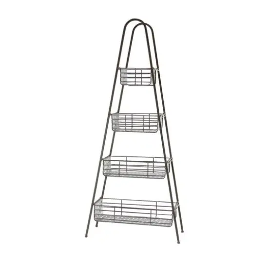 Farmhouse Black Metallic 4-Tier Storage Rack {4}