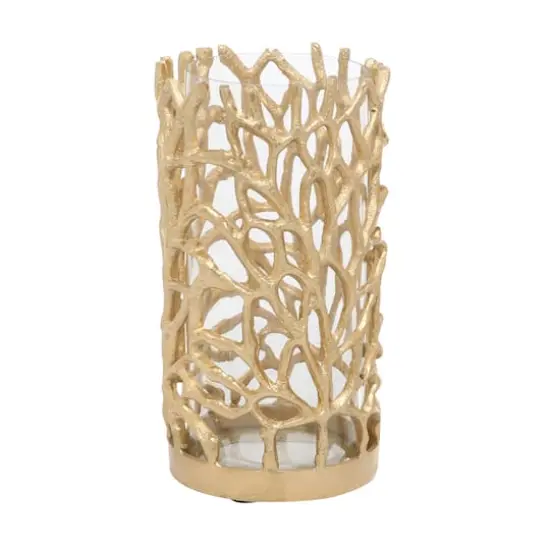 Gold Aluminum Coastal Candle Holder, 10" x 5" x 5" {3}