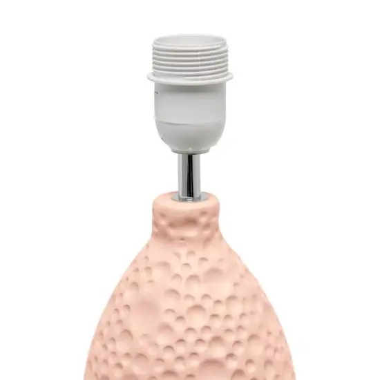 Simple Designs Textured Stucco Ceramic Oval Table Lamp Pink {7}