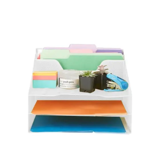 Mind Reader 5-Compartment Desk Organizer White {5}