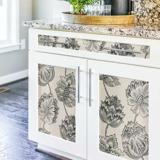 RoomMates Batik Jacobean Peel & Stick Wallpaper Taupe and Black {6}