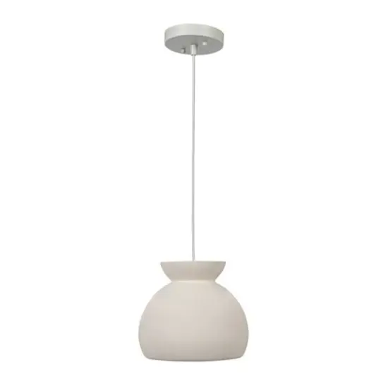 Hello Honey&reg; Sienna Matte White Boho Ceramic Ceiling Light with White Fabric Cord {11}
