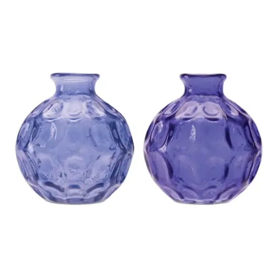 4.25" Blue Bubble Glass Bud Vase Set {1}