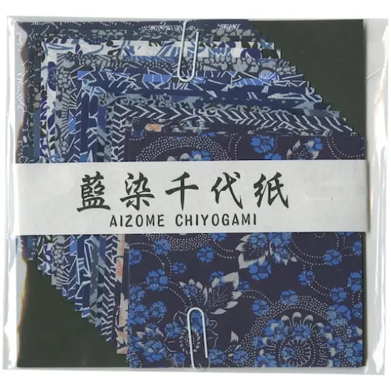 Aitoh 4" Aizome Chiyogami Origami Paper, 20 Sheets {1}