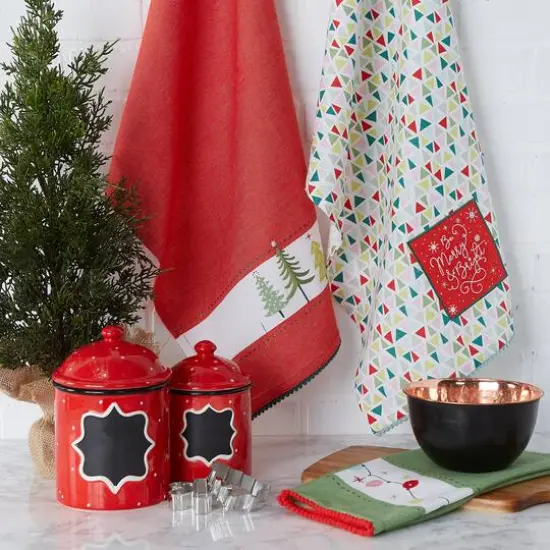 DII&reg; Festive Christmas Embellished Dishtowel Set {4}