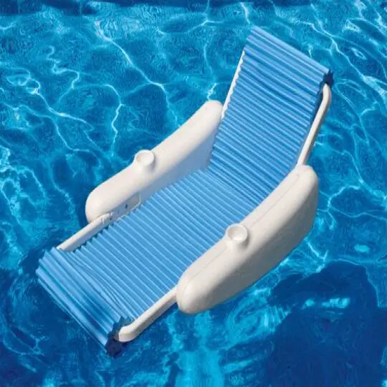 Swim Central 5.5ft. White & Blue Rippled Sunchaser Lounge Chair Float {4}
