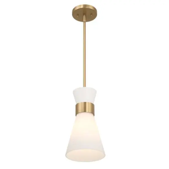 Hello Honey® Kit White & Gold Modern Minimalist Tapered Opal Glass & Metal Ceiling Light {3}