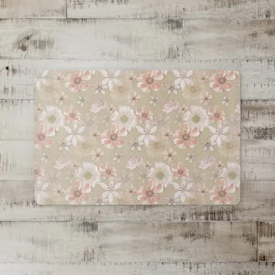 Watercolor Florals Floor Mat Tan {3}