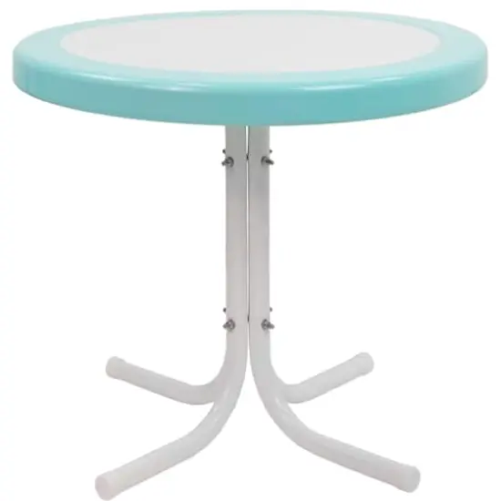22" Outdoor Retro Tulip Side Table Blue/White {5}