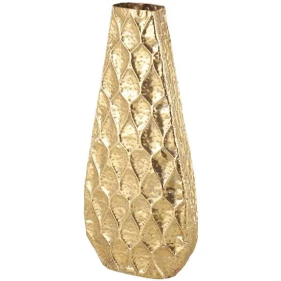 33.5" Gold Metal Textured Concaved Teardrop Vase with Spotted Gray Accents {1}