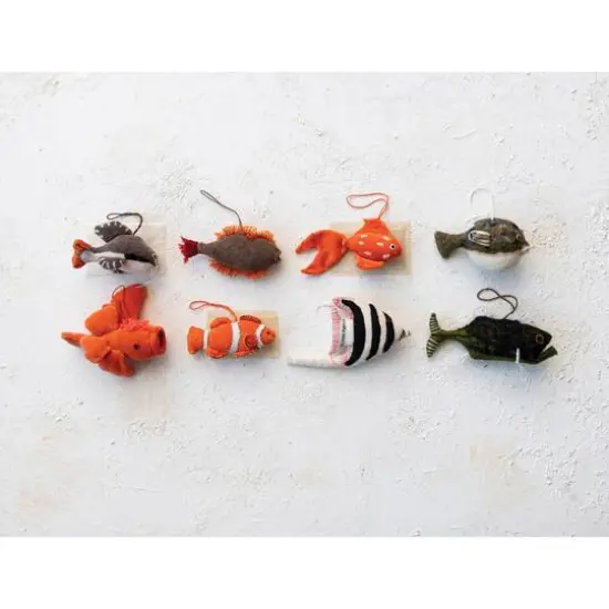 Hello Honey&reg; Handmade Cotton Velvet & Wool Felt Fish Ornaments with Stitching Set {1}