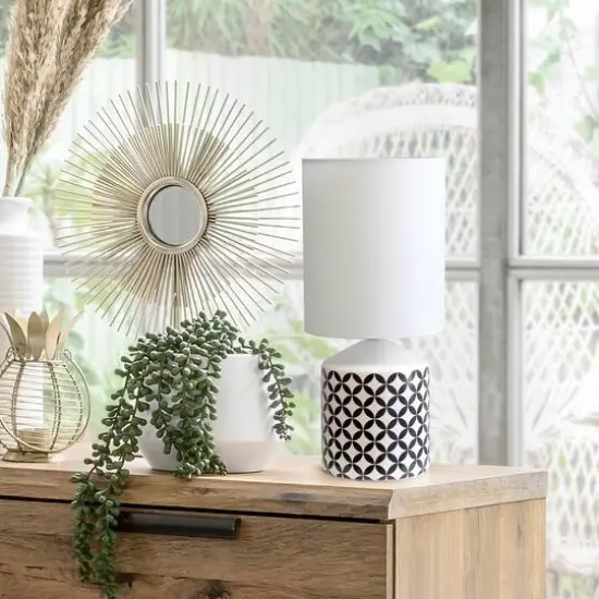 Simple Designs 18.5" Fresh Prints Table Lamp Black and White Coin {5}