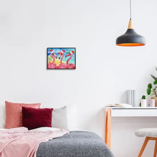 Stupell Industries Holiday Lights Flamingos Beach Framed Giclee Art Black {3}