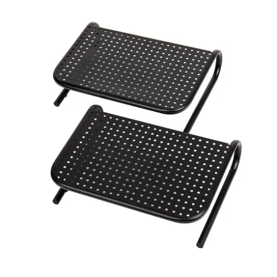 Mind Reader Black Metal Monitor Riser Stand Set {1}