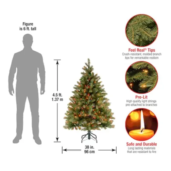 4.5 Ft. Pre-Lit Feel Real&reg; Downswept Douglas Full Artificial Christmas Tree, Multicolor Lights {5}
