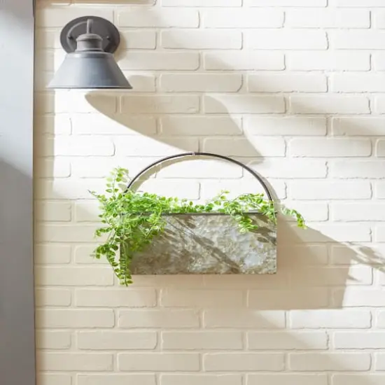 14.5" Rectangle Galvanized Wall Planter {8}