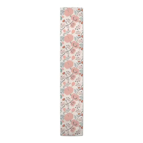 Pink Navy Floral 16" x 72" Cotton Twill Runner {4}