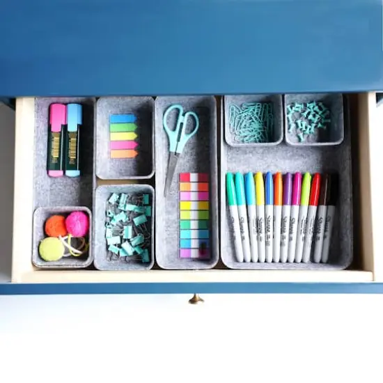 Welaxy Felt 8 Piece Drawer Organizer Tray Set Gray {9}