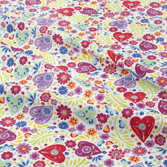 Camelot Fabrics White Paisley Hearts Cotton Precut Fabric {4}