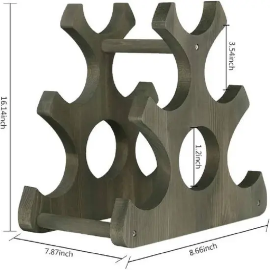 NEX&trade; 16" Countertop 6-Bottle Wood Wine Rack Rustic Gray {4}