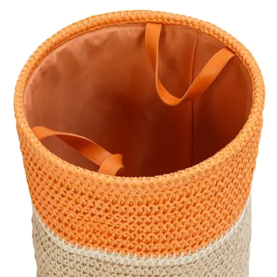 Honey Can Do Orange & Beige Paper Straw Nesting Baskets with Handles Set {8}