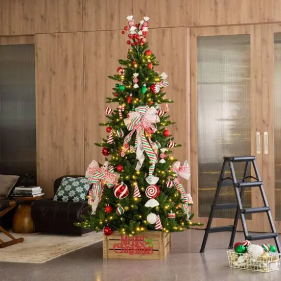 Glitzhome&reg; Merry Christmas Wood Crate Tree Collar {7}