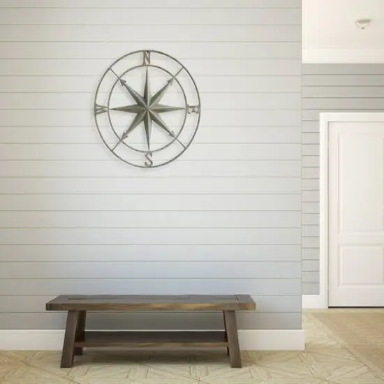 Hello Honey&reg; Metal Compass Wall, Distressed Aqua {7}