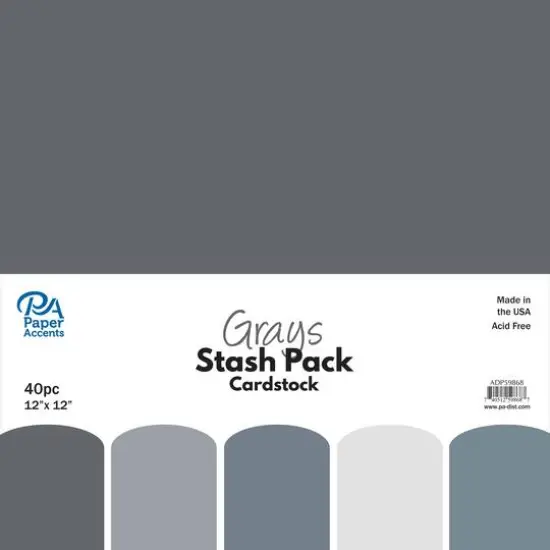 PA Paper&trade; Accents Grays Stash Pack 12" x 12" Paper, 40 Sheets {1}