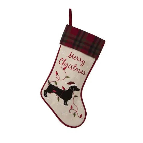 Glitzhome&reg; 21" Dachshund Fabric Christmas Stocking {1}