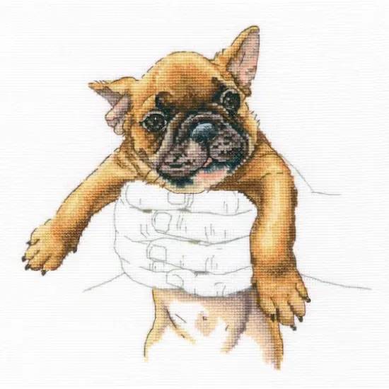 RTO Warmth in Palms French Bulldog Cross Stitch Kit {1}