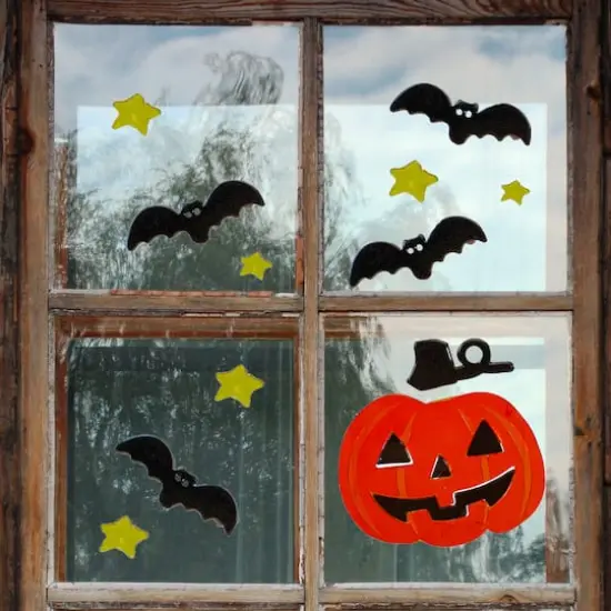 Jack-O-Lantern & Bat Halloween Gel Window Clings {3}